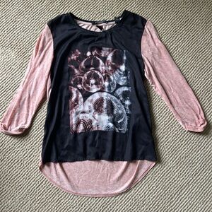 Scotch & Soda Black and Pink Long Sleeve Tee